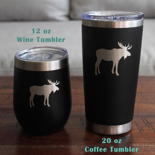 Moose Silhouette Stemless Wine Glass - Rustic Cabin Gifts