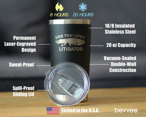 Later Litigator Insulated Travel Tumbler Funny Lawyer Gifts