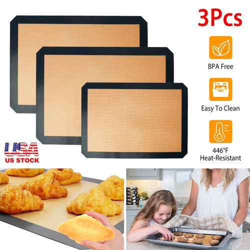 3Pcs Silicone Baking Mat