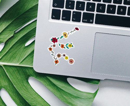 Aquarius sketch flowers Vinyl Sticker