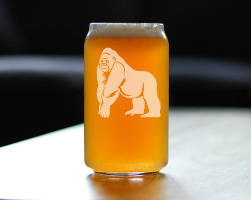 Gorilla Beer Can Pint Glass - Exotic Animal Gifts and Decor