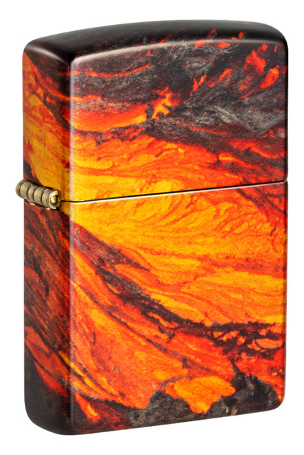 Zippo Fire Lava Flow 540 Design Tumbled Brass Lighter 