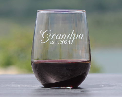 Decorative 2024 New Grandpa Stemless Wine Glass -  Gifts
