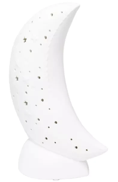 Simple Designs Porcelain Moon Shaped Table Lamp