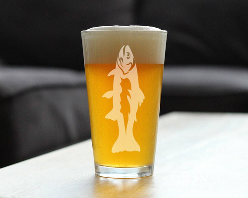 Trout Pint Glass for Beer - Fishing Gifts and Decor