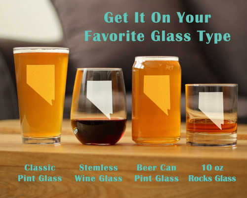 Nevada Outline Stemless Wine Glass - Nevadans Gifts