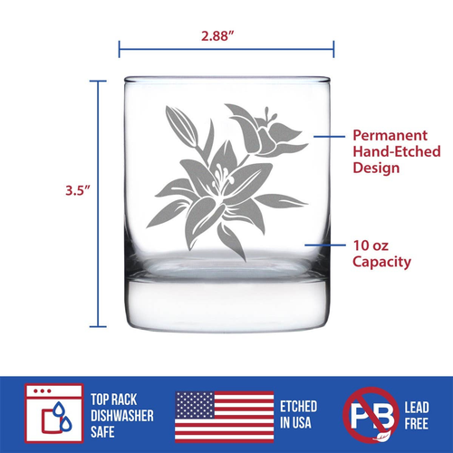 Lily Whiskey Rocks Glass - Lily Gifts and Decor