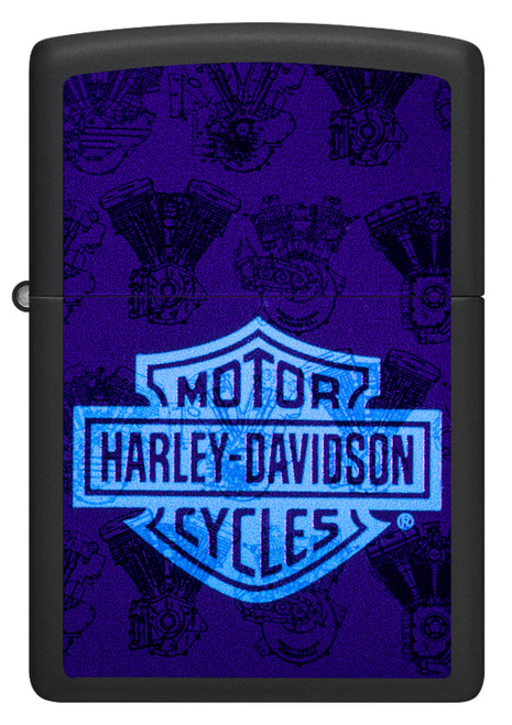 Zippo Harley Davidson Black Light Design Matte Lighter 