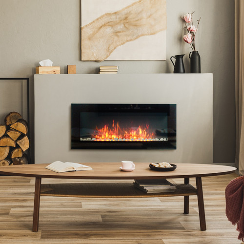 41" Black Metal Electric Fireplace