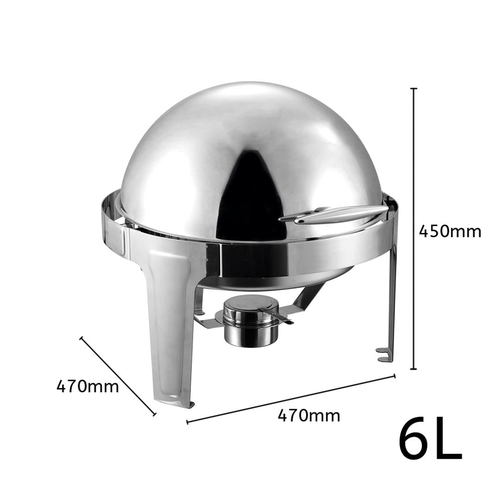 L Stainless Steel Chafing Food Warmer Catering Dish Round Roll Top
