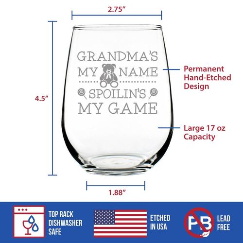 Spoilin' Grandma Stemless Wine Glass - Mother's Day Gifts