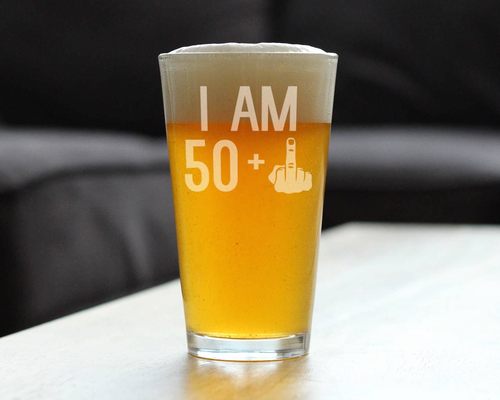 51st Birthday Gifts - 50 Middle Finger Pint Glass for Beer