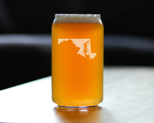 Maryland Outline Beer Can Pint Glass - Marylanders Gifts