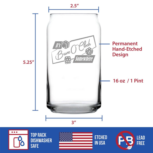 BuncO'Clock Somewhere Beer Can Pint Glass - Bunco Gifts