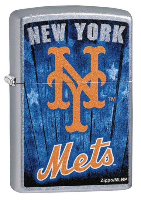 Zippo MLB New York Mets Baseball Street Chrome Finish Windproof Lighter 
