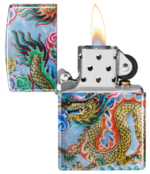 Zippo Asian Dragon 540 Tumbled Chrome Fusion Design Lighter 