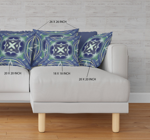 20"x20" Evening Blue Green Zippered Suede Geometric Throw Pillow