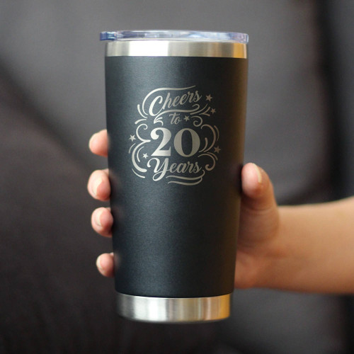 Cheers 20  Insulated Travel Tumbler - 20th Anniversary Gifts