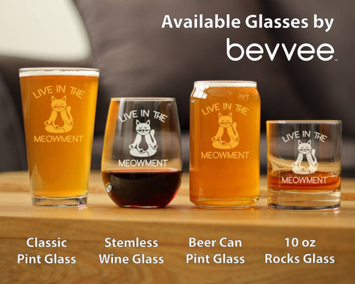 Live in Meowment Beer Can Pint Glass - Cat Yoga Gifts