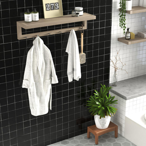38" Brown Wood Wall Mounted Bathroom Shelves