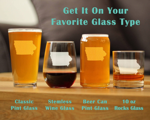 Iowa Outline Beer Can Pint Glass - Iowans Gifts and Decor
