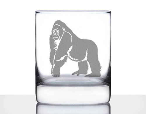 Gorilla Whiskey Rocks Glass - Exotic Animal Gifts and Decor