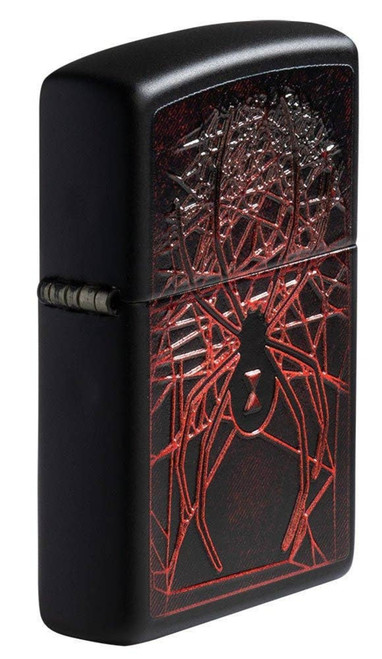 Zippo Spider Design Textured Print Black Matte Finish Lighter 