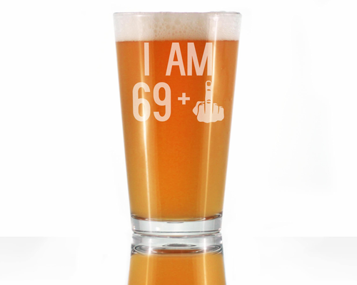 70th Birthday Gifts - 69 Middle Finger Pint Glass for Beer