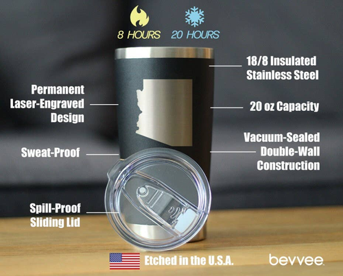 Arizona Outline Insulated Travel Tumbler - Arizonans Gifts