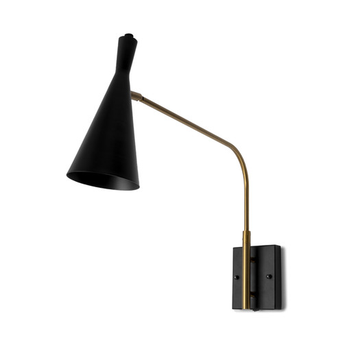 18" Black Metal Corner Wall Light