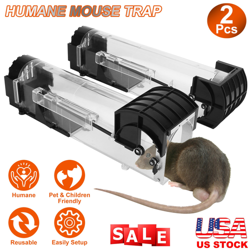 2Pcs Humane Live Mouse Trap Reusable Rat 