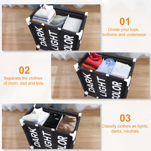 3-Bag Laundry Hamper Cart 