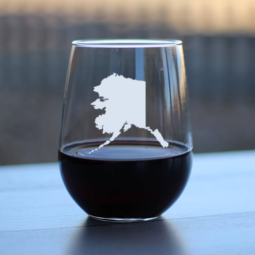 Alaska Outline Stemless Wine Glass - Alaskan Gifts and Decor