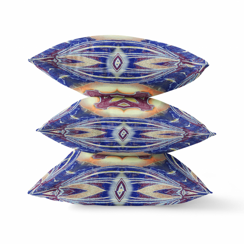 16" X 16" Blue Geometric Indoor Outdoor Throw Pillow