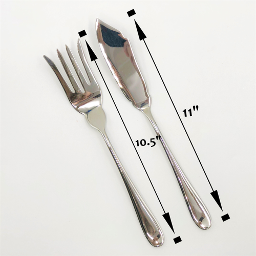 Stainless steel fish serving knife and serving fork two (2) piece serving set great for entertaining 