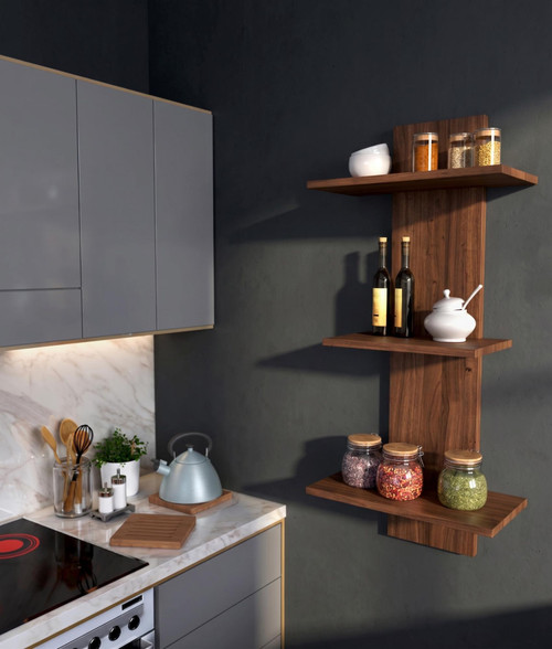 9" Brown Wood Wall Mounted Bathroom Shelves