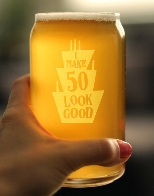 Look Good 50 Beer Can Pint Glass - 50th Birthday Gifts