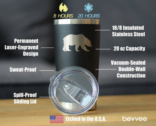 Bear Insulated Travel Tumbler - Rustic Cabin Gifts
