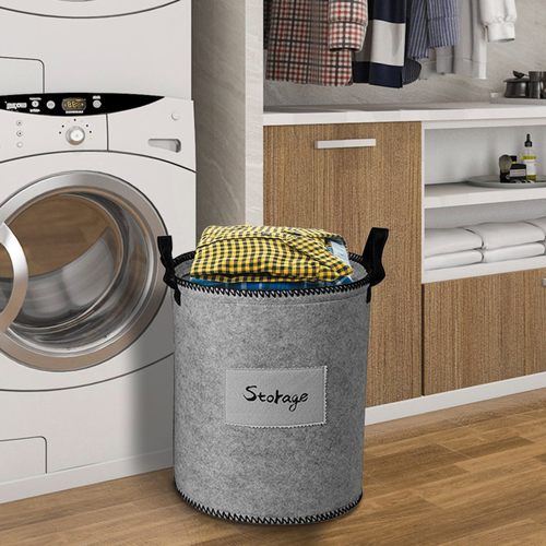 Felt Gray Laundry Hamper and Storage Bin 