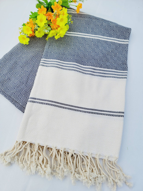 Sand Resistant Beach Towel, Bath towel,Turkish Throw Navy