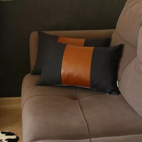 Boho-Chic Vegan Faux Leather Throw Pillow