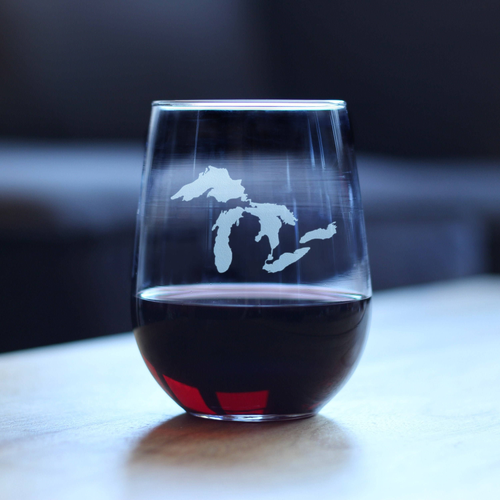 Great Lakes Stemless Wine Glass - Midwestern Gifts and Decor