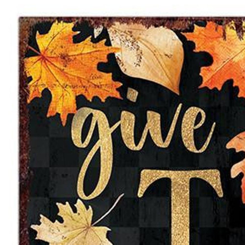 36" Black Gold And Orange Thanksgiving Autumn Leaves Solid Wood Porch Sign