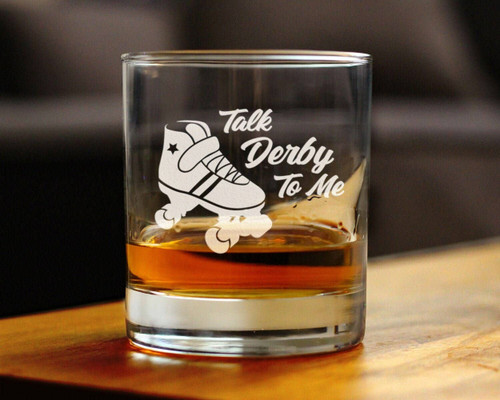 Talk Derby Whiskey Rocks Glass - Roller Derby Gifts