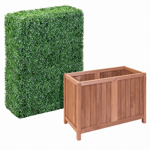 6ft Faux Boxwood Hedge with Wood Planter Box