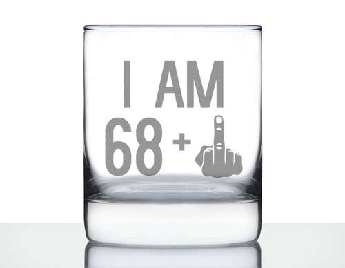 70th Birthday Gifts - 68 Middle Finger Whiskey Rocks Glass