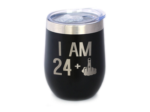 25th Birthday Gifts - Middle Finger Insulated Wine Tumbler