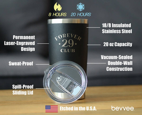 Forever 29 Insulated Travel Tumbler - 30th Birthday Gifts
