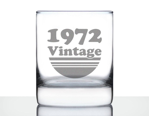 Vintage 1972 Whiskey Rocks Glass - 52nd Birthday Gifts