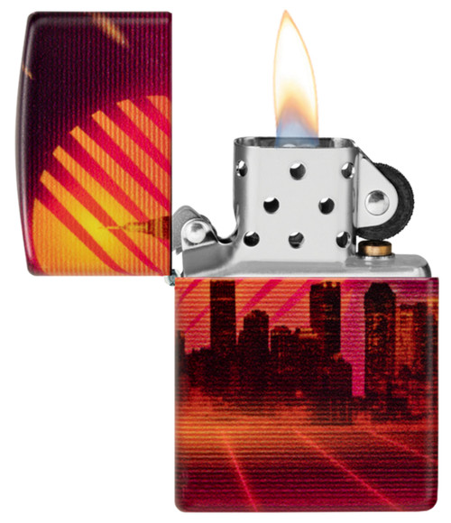Zippo Cyberpunk City Skyline 540 Color Design Matte Finish Lighter 